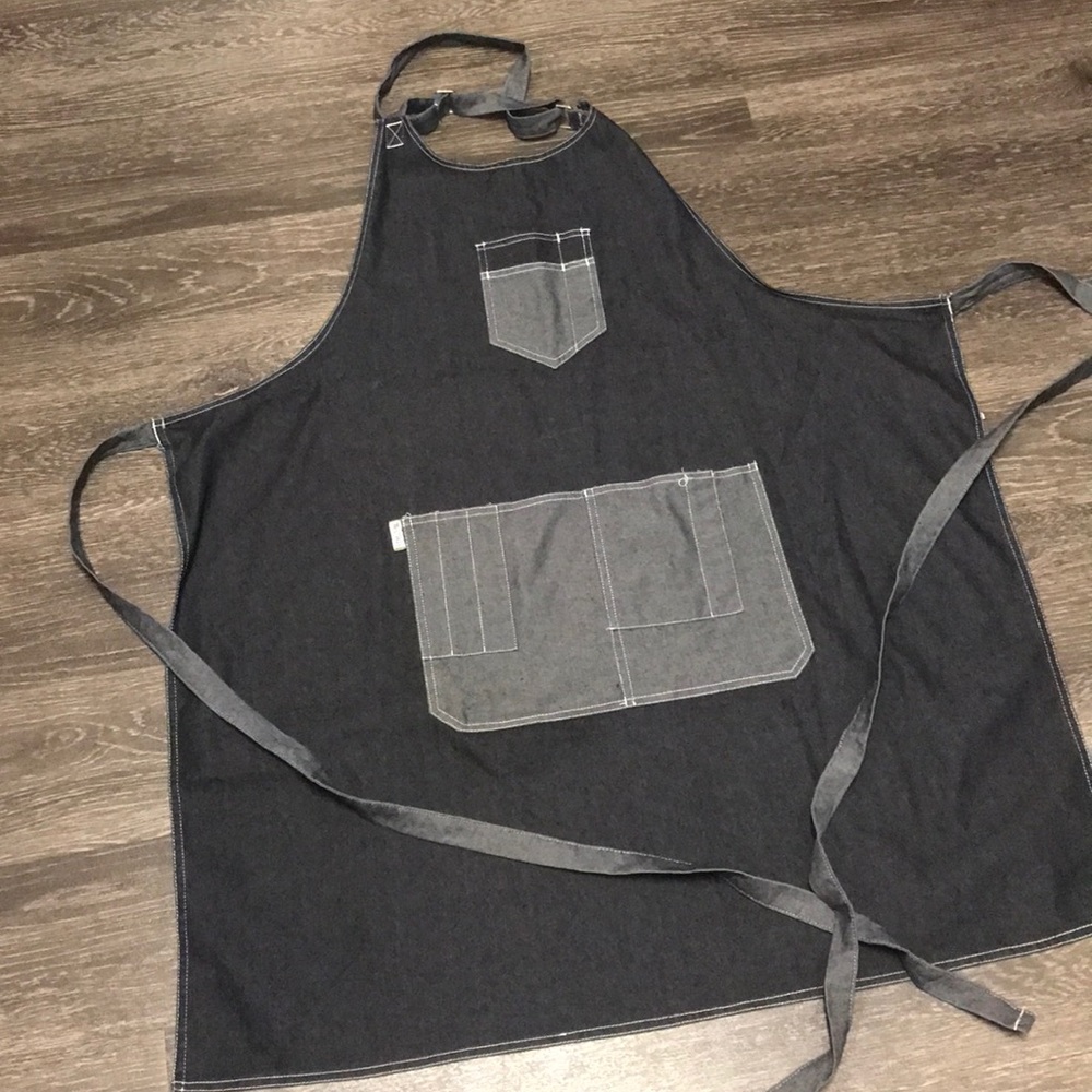 Chefs Apron Blue Denim with Pockets